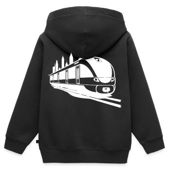 Chemin de fer - Sweat Premium à capuche zippé enfant bio - noir - Dos - AI Model Kid Male (0cm)