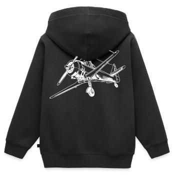 Dessin d’avion à hélice - Sweat Premium à capuche zippé enfant bio - noir - Dos - AI Model Kid Male (0cm)