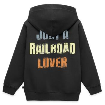 Railway lovers - Kids Premium Organic Zip-up Hoodie - black - Back - AI Model Kid Male (0cm)