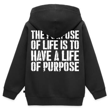 Der Sinn des Lebens besteht darin, ein Leben mit Sinn zu haben - Kinder Premium Organic Zip Hoodie - Schwarz - Hinten - AI Model Kid Male (0cm)