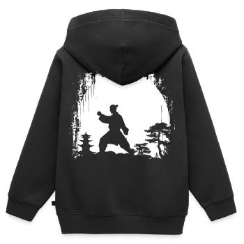 Weibliche Karateka - Kinder Premium Organic Zip Hoodie - Schwarz - Hinten - AI Model Kid Male (0cm)