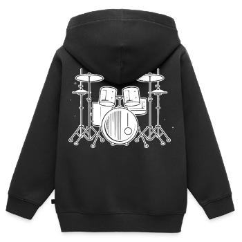 Drum Set Zeichnung - Kinder Premium Organic Zip Hoodie - Schwarz - Hinten - AI Model Kid Male (0cm)