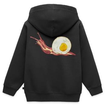 Bacon Roll Bacon et oeuf Oeuf au plat - Sweat Premium à capuche zippé enfant bio - noir - Dos - AI Model Kid Male (0cm)
