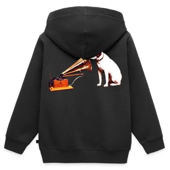 His Master's Voice painting - Kids Premium Organic Zip-up Hoodie - black - Back - AI Model Kid Male (0cm)