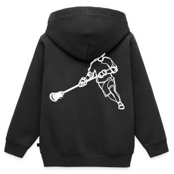 Lacrosse Spieler - Kinder Premium Organic Zip Hoodie - Schwarz - Hinten - AI Model Kid Male (0cm)