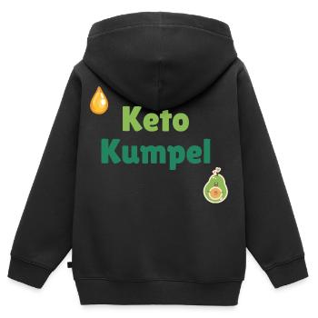 Keto Kumpel - Kinder Premium Organic Zip Hoodie - Schwarz - Hinten - AI Model Kid Male (0cm)