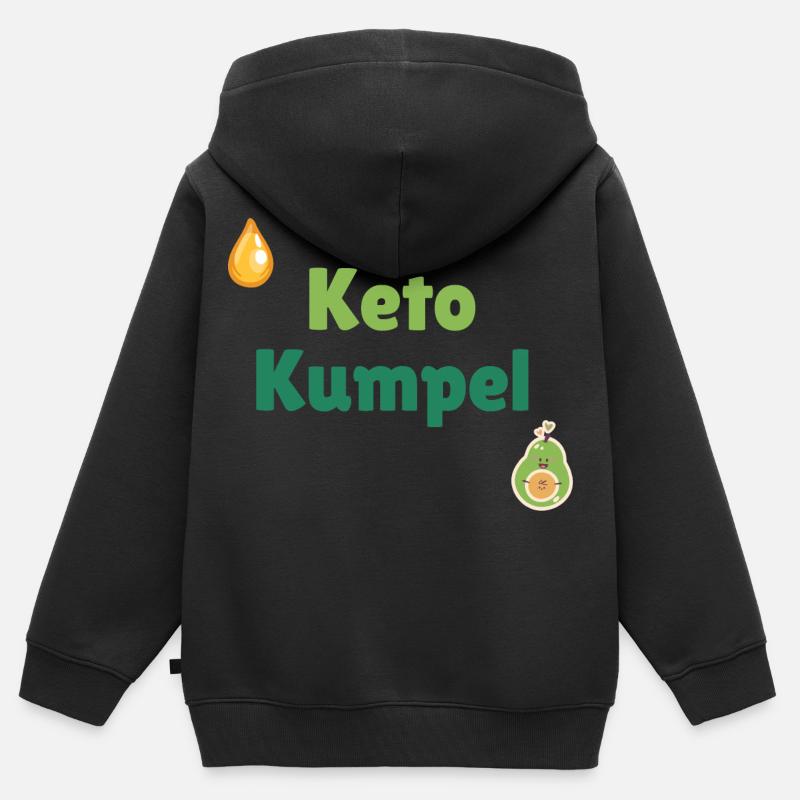 Keto Buddy - Sweat Premium à capuche zippé enfant bio - noir