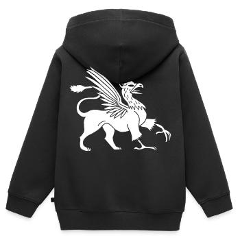 Griffon blanc - Sweat Premium à capuche zippé enfant bio - noir - Dos - AI Model Kid Male (0cm)