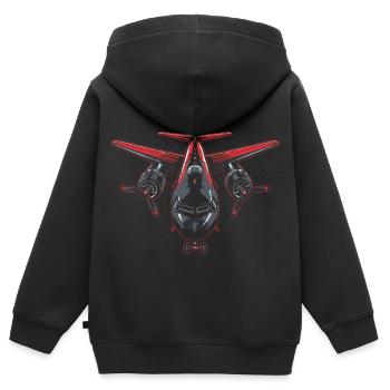 Flugzeug Grafik - Kinder Premium Organic Zip Hoodie - Schwarz - Hinten - AI Model Kid Male (0cm)