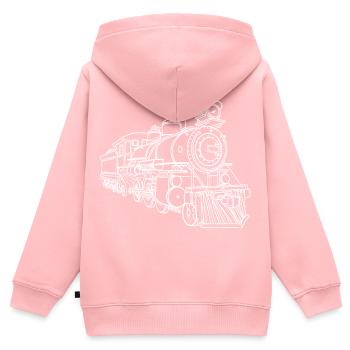 Croquis ferroviaire - Sweat Premium à capuche zippé enfant bio - rose - Dos - AI Model Kid Female (0cm)