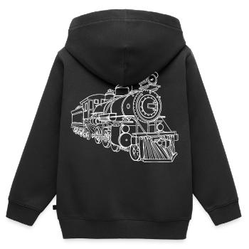 Railway Sketch - Kids Premium Organic Zip-up Hoodie - black - Back - AI Model Kid Male (0cm)