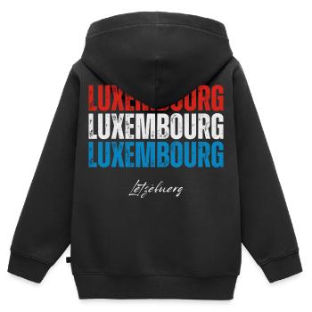 Flagge von Luxemburg, Luxemburger Stolz - Kinder Premium Organic Zip Hoodie - Schwarz - Hinten - AI Model Kid Male (0cm)