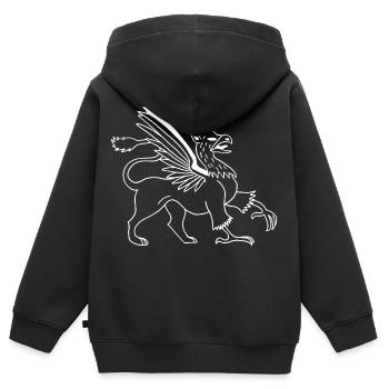 Fabelhaftes Tier, der weiße Greif - Kinder Premium Organic Zip Hoodie - Schwarz - Hinten - AI Model Kid Male (0cm)