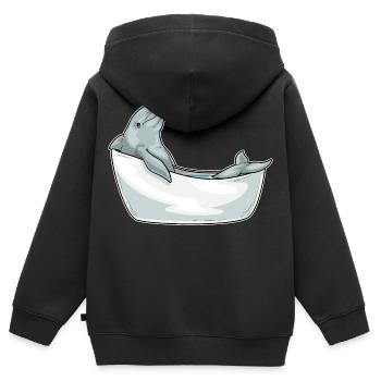 Baignoire Dolphin - Sweat Premium à capuche zippé enfant bio - noir - Dos - AI Model Kid Male (0cm)