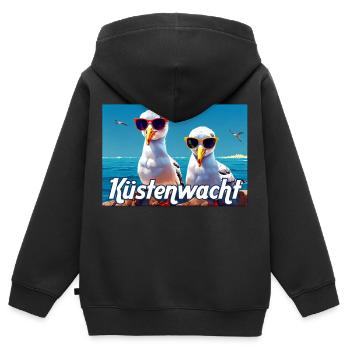 Garde-côtes Seagulls - Sweat Premium à capuche zippé enfant bio - noir - Dos - AI Model Kid Male (0cm)