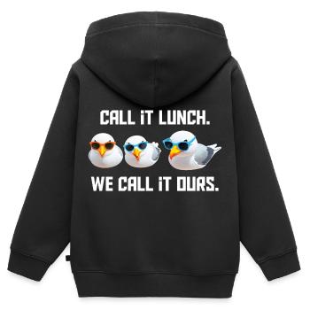 Du nennst es Mahlzeit - Wir nennen es Unser - Kinder Premium Organic Zip Hoodie - Schwarz - Hinten - AI Model Kid Male (0cm)