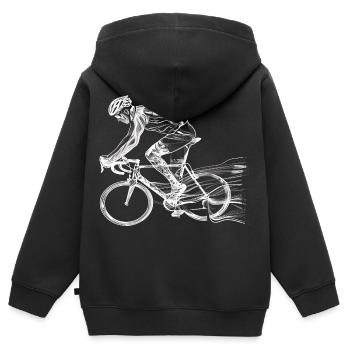 Fahrradfahrer Skizze - Kinder Premium Organic Zip Hoodie - Schwarz - Hinten - AI Model Kid Male (0cm)