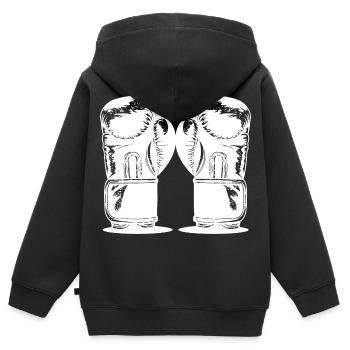 Boxe - Sweat Premium à capuche zippé enfant bio - noir - Dos - AI Model Kid Male (0cm)