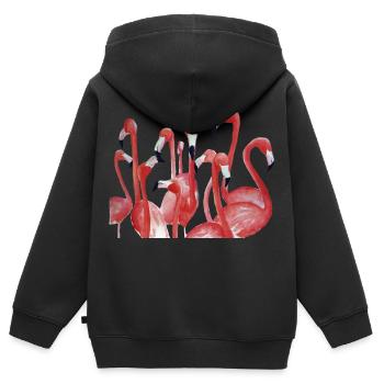 Vivid Flamingo Watercolour Ensemble - Kids Premium Organic Zip-up Hoodie - black - Back - AI Model Kid Male (0cm)