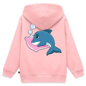 Dolphin Sleeping Pillow - Kids Premium Organic Zip-up Hoodie - rose - Back - AI Model Kid Female (0cm)