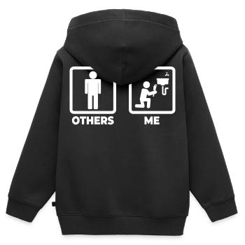 Installateur Stick Figure - Sweat Premium à capuche zippé enfant bio - noir - Dos - AI Model Kid Male (0cm)
