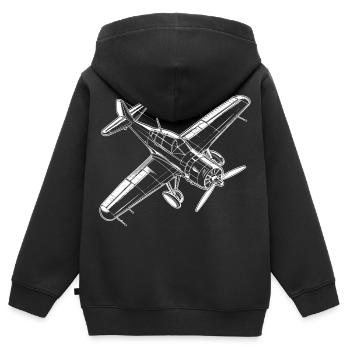 Avion à hélice - Sweat Premium à capuche zippé enfant bio - noir - Dos - AI Model Kid Male (0cm)