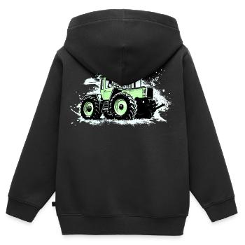 Grüner Traktor - MB-trac 1300 - Kinder Premium Organic Zip Hoodie - Schwarz - Hinten - AI Model Kid Male (0cm)