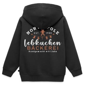 Lebkuchen - Kinder Premium Organic Zip Hoodie - Schwarz - Hinten - AI Model Kid Male (0cm)