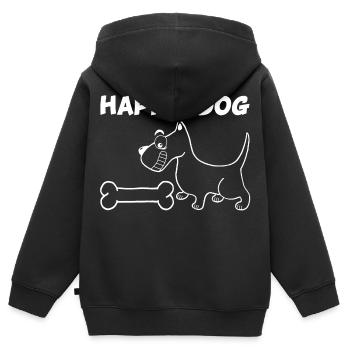 Ein glücklicher Hund (weiß) - Kinder Premium Organic Zip Hoodie - Schwarz - Hinten - AI Model Kid Male (0cm)