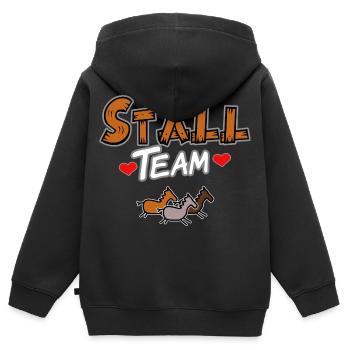 Team im Stall Pferde - Kinder Premium Organic Zip Hoodie - Schwarz - Hinten - AI Model Kid Male (0cm)