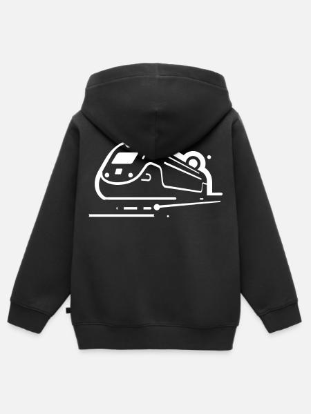 Cartoon Zug - Kinder Premium Organic Zip Hoodie - Schwarz