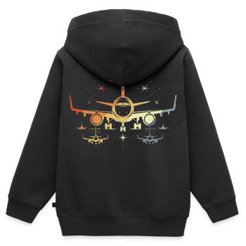 Flugzeuge Grafik Retro - Kinder Premium Organic Zip Hoodie - Schwarz - Hinten - AI Model Kid Male (0cm)