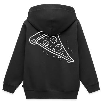 Pizzastück Strichzeichnung - Kinder Premium Organic Zip Hoodie - Schwarz - Hinten - AI Model Kid Male (0cm)