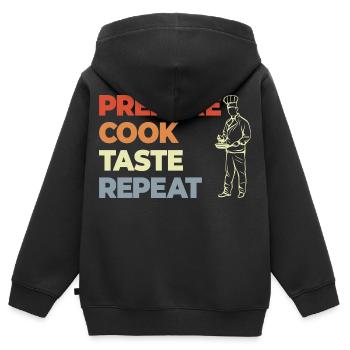 Prepare Cook Taste Repeat - Kinder Premium Organic Zip Hoodie - Schwarz - Hinten - AI Model Kid Male (0cm)