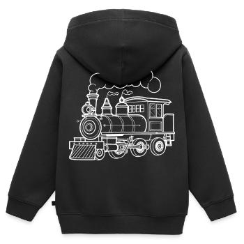 Dampflokomotive Skizze - Kinder Premium Organic Zip Hoodie - Schwarz - Hinten - AI Model Kid Male (0cm)