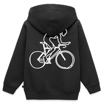 Fahrradfahrer Grafik - Kinder Premium Organic Zip Hoodie - Schwarz - Hinten - AI Model Kid Male (0cm)