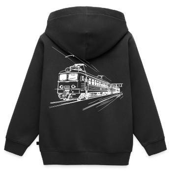 Railway Drawing - Kids Premium Organic Zip-up Hoodie - black - Back - AI Model Kid Male (0cm)