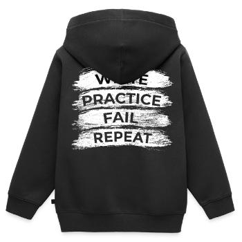 Writing Practice Fail Repeat - Kids Premium Organic Zip-up Hoodie - black - Back - AI Model Kid Male (0cm)