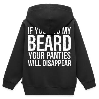 Si tu me frottes la barbe, ta culotte va disparaître - Sweat Premium à capuche zippé enfant bio - noir - Dos - AI Model Kid Male (0cm)