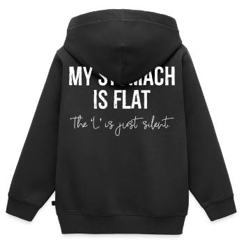 Mein Bauch ist flach - Kinder Premium Organic Zip Hoodie - Schwarz - Hinten - AI Model Kid Male (0cm)