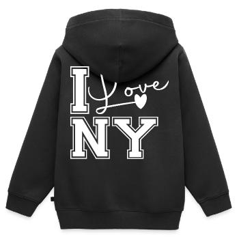 J’adore ny - Sweat Premium à capuche zippé enfant bio - noir - Dos - AI Model Kid Male (0cm)