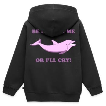 Süßer Delfin – Sois gentil avec moi ou je pleurerai - Sweat Premium à capuche zippé enfant bio - noir - Dos - AI Model Kid Male (0cm)