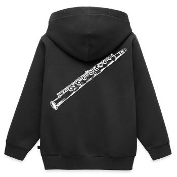 Flöte Zeichnung - Kinder Premium Organic Zip Hoodie - Schwarz - Hinten - AI Model Kid Male (0cm)