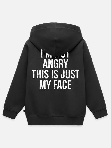 I'm not angry this is just my face - Premium børne zip-hættetrøje økologisk - sort