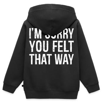 Je suis désolé que vous ayez ressenti cela - Sweat Premium à capuche zippé enfant bio - noir - Dos - AI Model Kid Male (0cm)