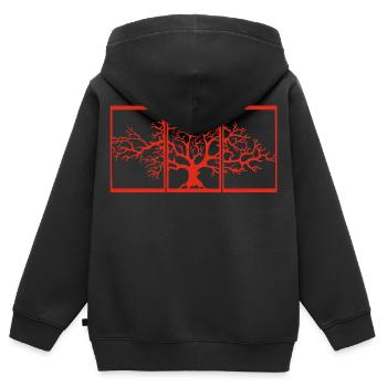 Vue sur la nature (rouge) - Sweat Premium à capuche zippé enfant bio - noir - Dos - AI Model Kid Male (0cm)