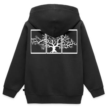Vue sur la nature (blanc) - Sweat Premium à capuche zippé enfant bio - noir - Dos - AI Model Kid Male (0cm)