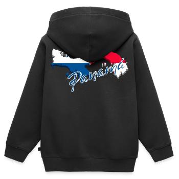 Drapeau du Panama, carte drapeau du Panama - Sweat Premium à capuche zippé enfant bio - noir - Dos - AI Model Kid Male (0cm)