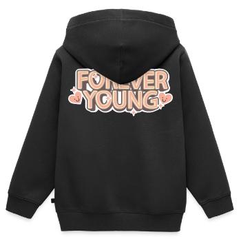 Forever Young – Verspielte Retro-Schrift - Kinder Premium Organic Zip Hoodie - Schwarz - Hinten - AI Model Kid Male (0cm)