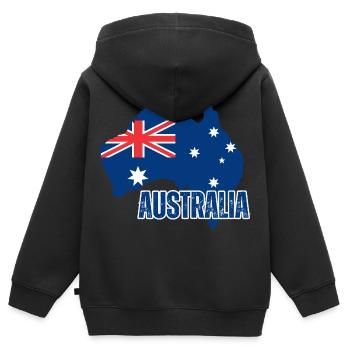 Drapeau australien, fierté australienne - Sweat Premium à capuche zippé enfant bio - noir - Dos - AI Model Kid Male (0cm)